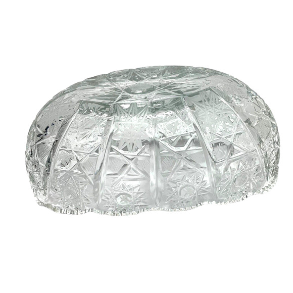 Pasabahce Oblong Bowl Heavy Thick Cut Crystal Vintage Sawtooth Edge - Picture 2 of 8